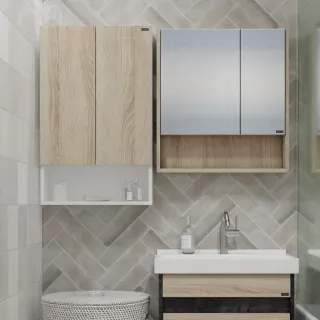 Шкаф Санта Мира 700470 над стиральной машиной 50 см разобранный янтарный/белый